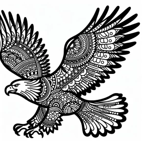 a zentangle inspired eagle soaring.