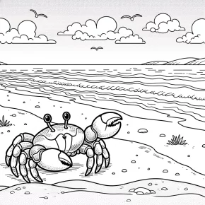 a crab walking along the beach.