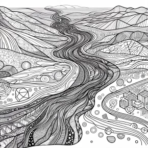 an abstract river with patterns.