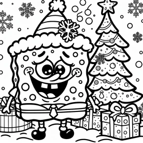 free printable spongebob christmas coloring pages