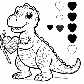 dinosaur valentines coloring pages