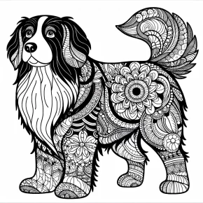 a detailed dog with zentangle fur.