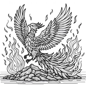 a phoenix rising from the ashes.