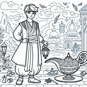 aladdin with his magic lamp.