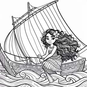 moana sailing on the ocean.