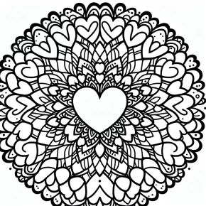 a mandala with heart shapes.