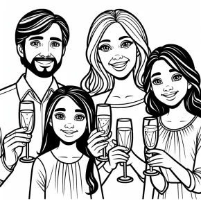 a family toasting with champagne.