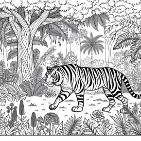 a tiger prowling through the jungle.