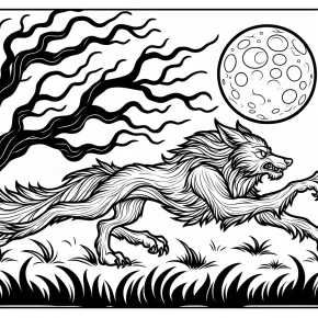 a werewolf chasing the moon.