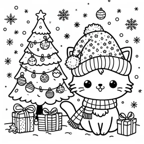 hello kitty christmas coloring pages printable