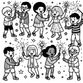 kids with sparklers.