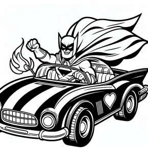 a car with a superhero cape and mask.