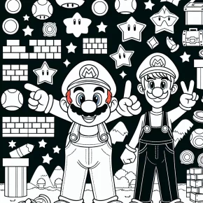 mario and luigi coloring page