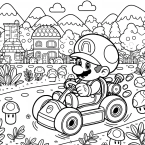 mario racing coloring pages