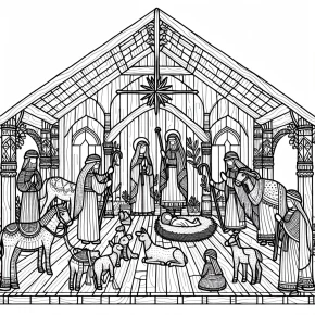 nativity scene coloring pages printable free