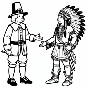 pilgrim and indian coloring pages