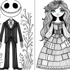 printable nightmare before christmas jack and sally coloring pages