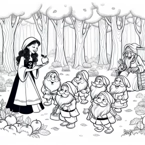 snow white and the 7 dwarfs coloring pages