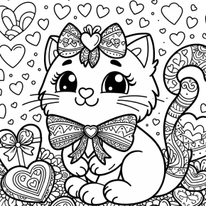 valentine cat coloring pages