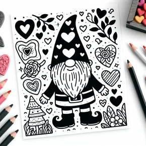 valentine's day gnome coloring pages