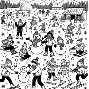 winter activities coloring pages