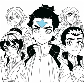 avatar the last airbender coloring pages team avatar