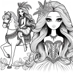 barbie on a horse coloring pages