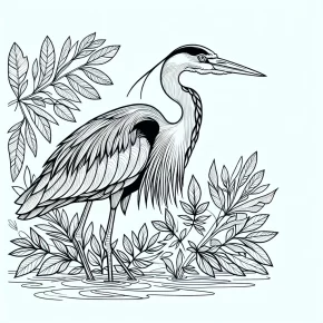 blue heron coloring page