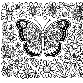 butterfly with flowers coloring pages