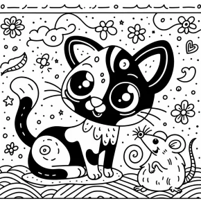 cat rat coloring page