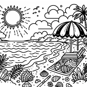 coloring book pages beach