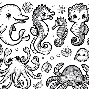 coloring page of ocean animals