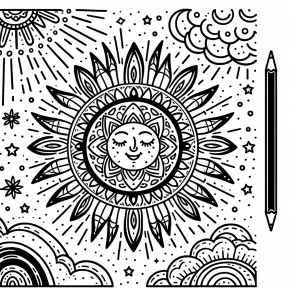 coloring page of the sun