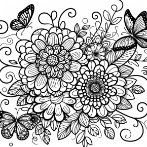 coloring pages flowers butterflies