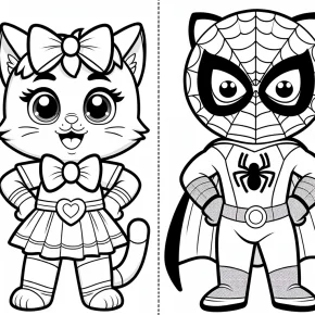 coloring pages hello kitty and spiderman