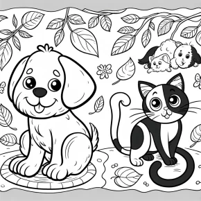 dog and cat coloring pages