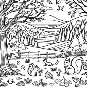 fall scene coloring pages