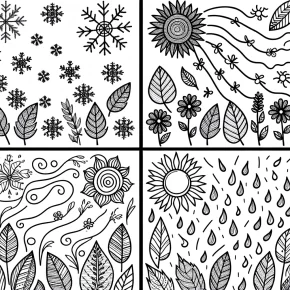 four seasons coloring page