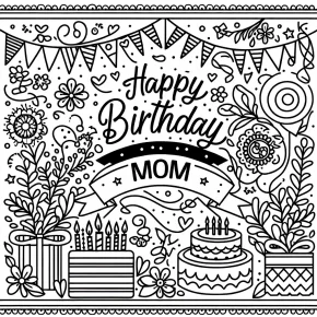 happy birthday mom coloring page