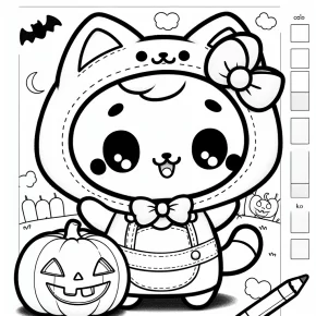 hello kitty coloring pages halloween