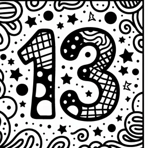 number 13 coloring page