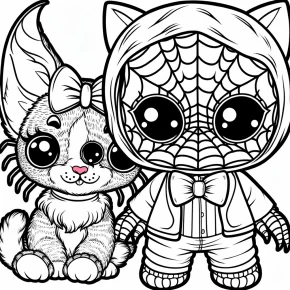 spiderman hello kitty coloring pages