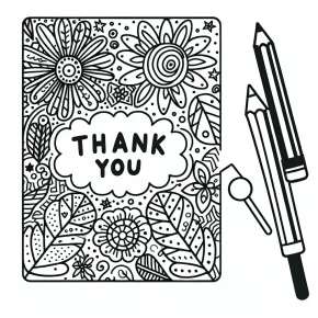 thank you card coloring page